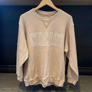 Aerie Women’s size M waffle crewneck sweatshirt with “Chicago” on front